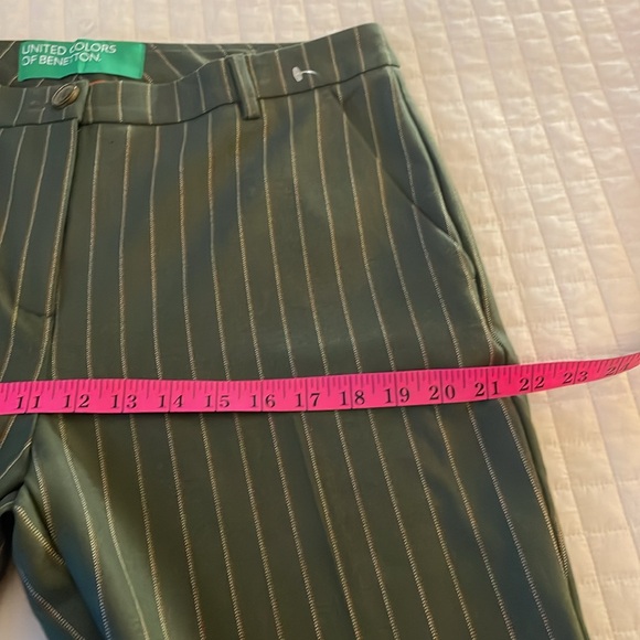 NWOT Benetton | olive green pinstripe pants | size 10 - Picture 6 of 6